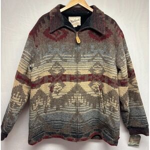 Vintage Woolrich Jacket‎ Mens Multicolor Wool Blend Aztec Full Zip Outdoor Large
